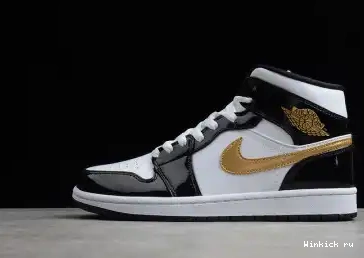 Mid Black White Gold 1 Patent Air Jordan 0628